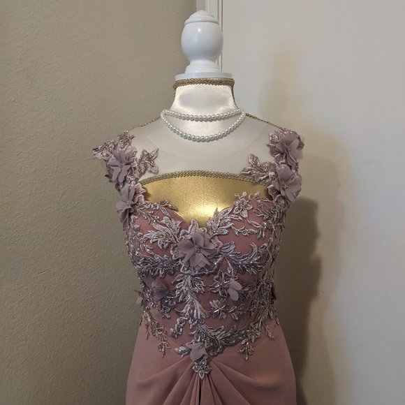 Blush Pink Satin Evening Dress with coreset lining and matching purse Size S - Picture 3 of 13